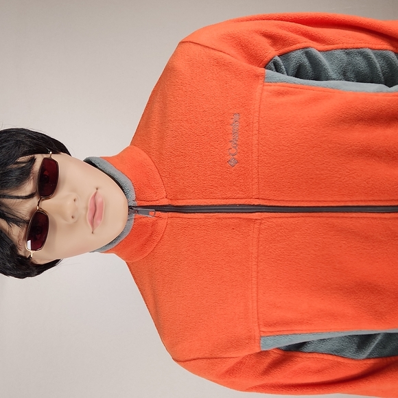 Columbia Full zip fleece jacket Size L Orange/Grey - Picture 16 of 17